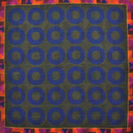 Hoops & Aztec Style Reversible Panama Silk Pocket Square in Blue & Orange