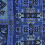 Wool Silk Mosaic of Medallions Scarf in Blues