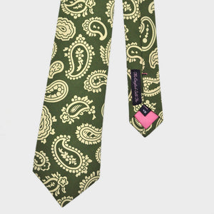 The Funky Buteh Silk Tie in Green & White