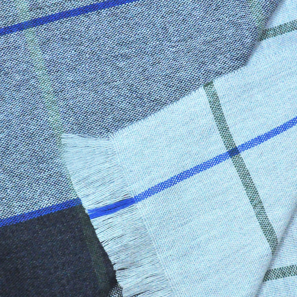 Panels & Stripes Wool & Angora Scarf in Greys & Blues