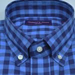 Button Down Check Cotton Sports Shirt in Blues