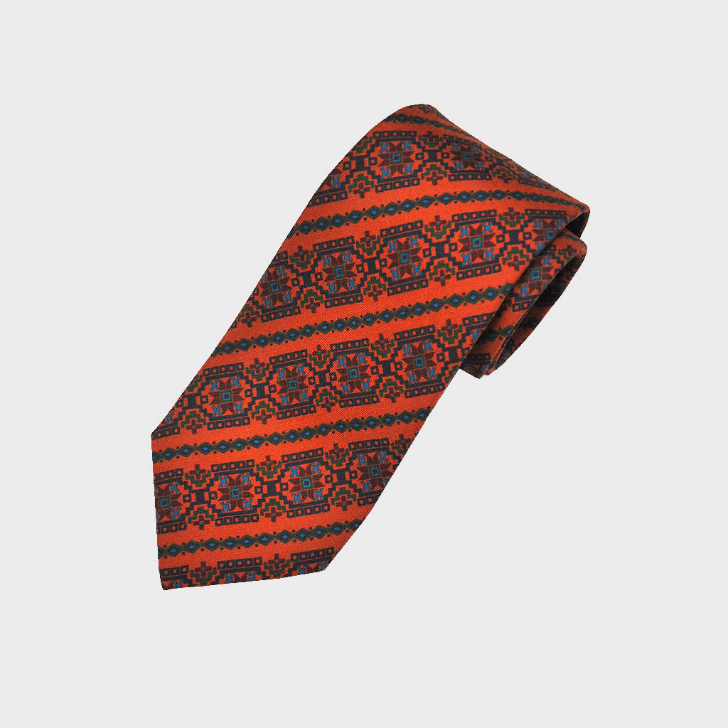 Groovy Aztec Silk Tie in Red