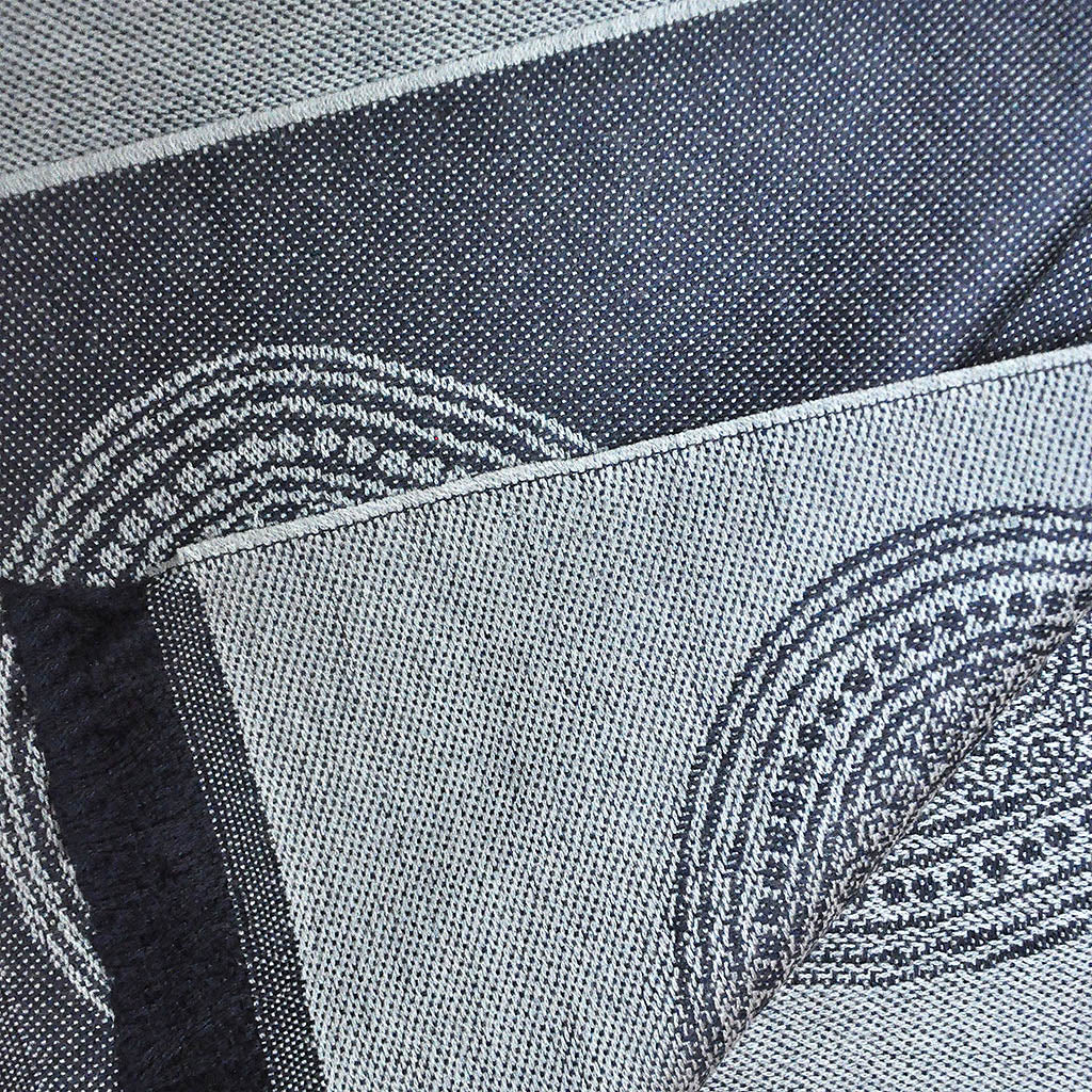 Elegant Teardrop Super Fine Wool Scarf in Shades of Blue & Grey