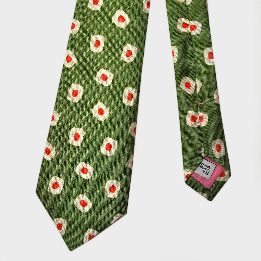 Spots & Dots Silk & Linen Tie in Lime & Red