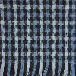 Gingham & Stripes Lambswool & Angora Scarf in Blues