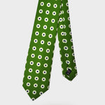 Hoops & Dots Silk & Linen Tie in Lawn Green & Navy