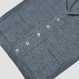 Chunky Shell Collar Wool Cardigan in Charcoal Grey
