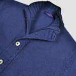 Chunky Yak's Wool Cardi in Blue with Charcoal Trim