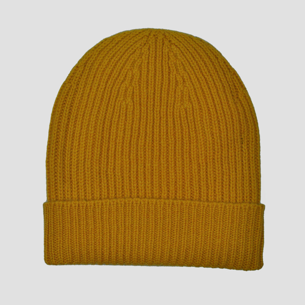 Two Ply Cashmere Winter Beanie in Mustard