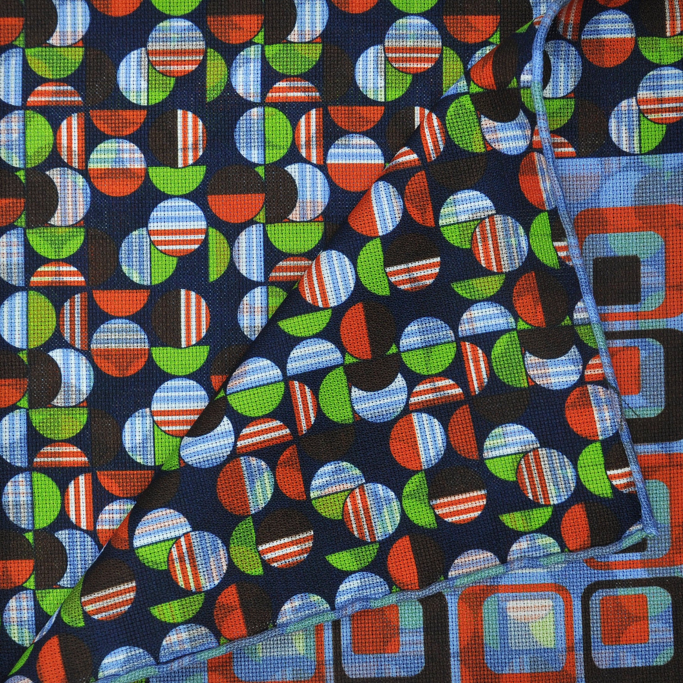 Retro Geo's Reversible Panama Silk Pocket Square in Blue & Red & Lime