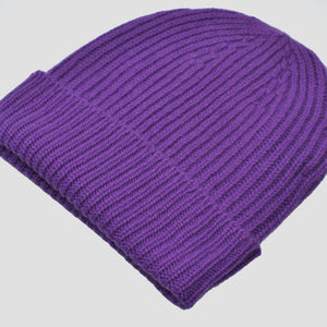 Two Ply Cashmere Winter Beanie in Purple