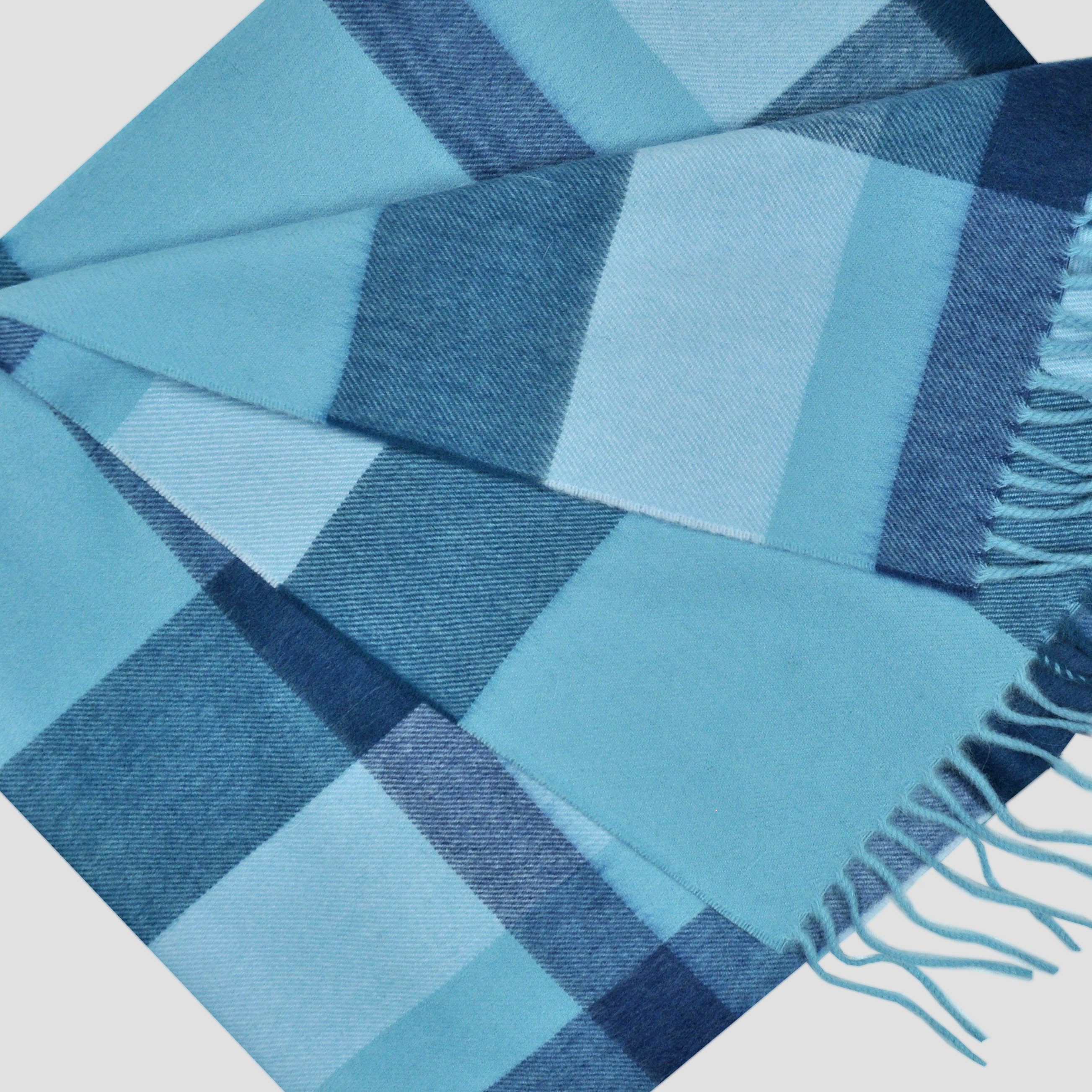 Blocks of Colour Winter Scarf in Teal & Blues