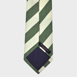 Forest Green Natte and White Reppe Stripe Silk Tie
