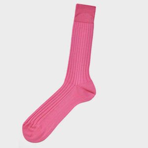 Ribbed Fine Cotton Socks in Pink