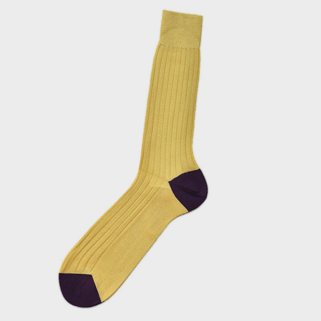 Ribbed Fine Cotton Socks in Yellow