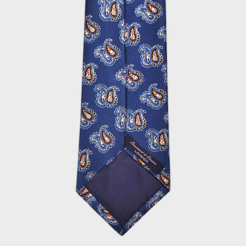 Royal Blue Classic Paisley Teardrop Silk Tie
