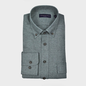 Waffle Brushed Cotton Button Down Over-shirt in Grey with Double Breast Pocket Flap & Button
