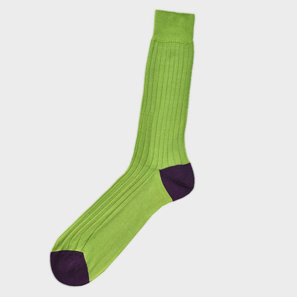 Ribbed Fine Cotton Socks in Lime