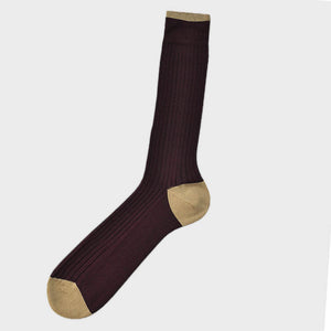Ribbed Fine Cotton Socks in Claret