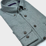 Waffle Brushed Cotton Button Down Over-shirt in Grey with Double Breast Pocket Flap & Button
