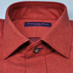 Brushed Twill Over-shirt with Double Breast Pocket Flap & Button in Red