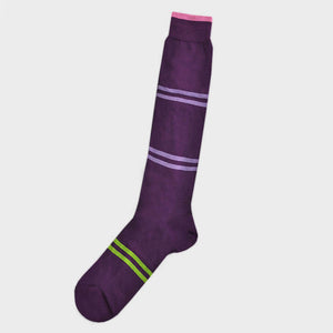 Slim Bands Calf Length Fine Cotton Socks in Purple & Violet