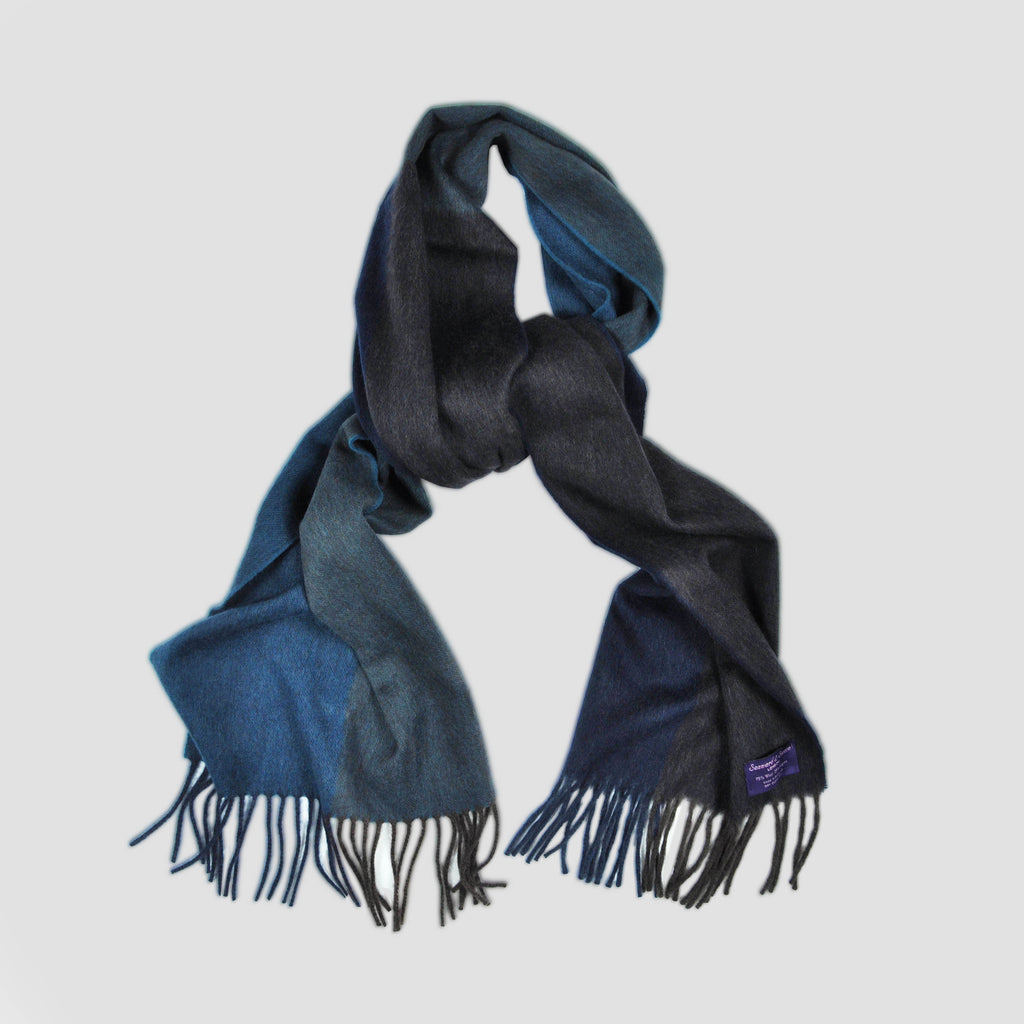 Panels of Colour Winter Scarf in Brown & Blue