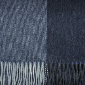 Panels of Colour Winter Scarf in Blues & Grey