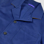 Heavy Cotton Worker Jacket in Royal Blue with Mustard (under) Collar