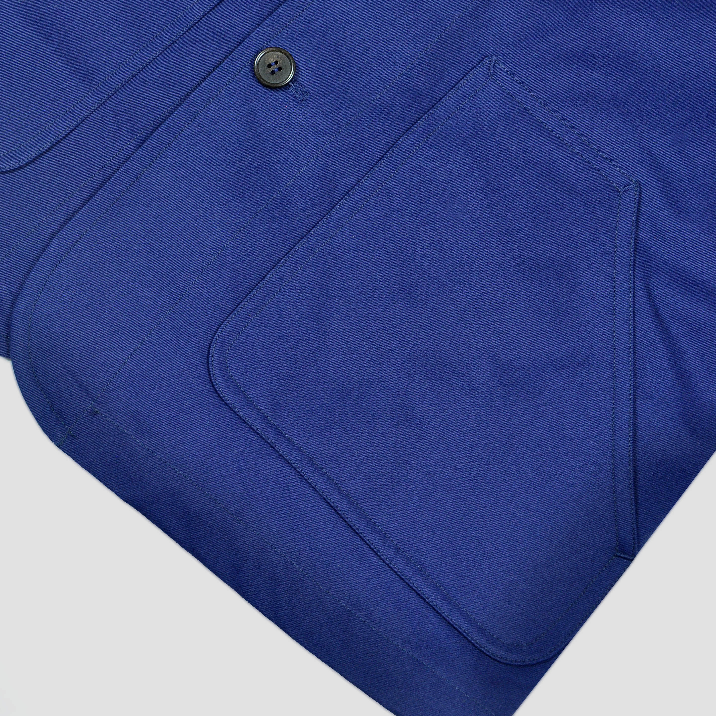 Heavy Cotton Worker Jacket in Royal Blue with Mustard (under) Collar