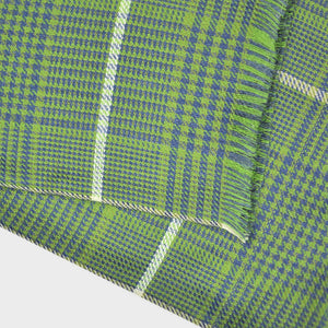 Ultra Fine Cashmere & Wool Check Scarf in Green