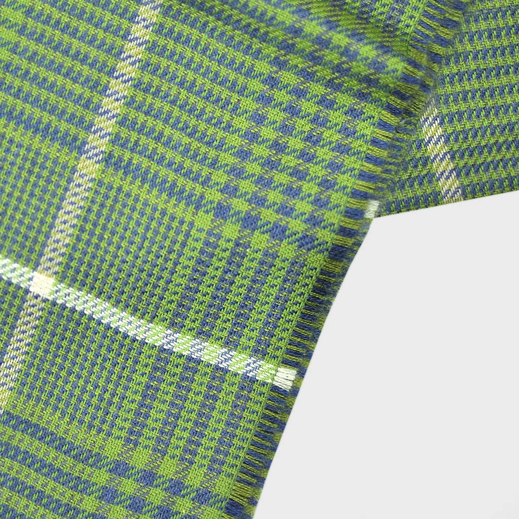 Ultra Fine Cashmere & Wool Check Scarf in Green
