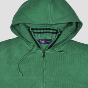 Cotton Zip-up Hooded Jumper in Lime Green with Blue Bands