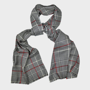 Ultra Fine Cashmere & Wool Check Scarf in Midnight Blue with a