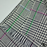 Wool Check Scarf in Midnight Blue with flashes of Green & Pink
