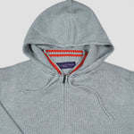 Cotton Zip-up Hooded Jumper in Light Grey with Orange Bands
