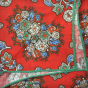 Flowers in Bloom Linen Pocket Square in Red