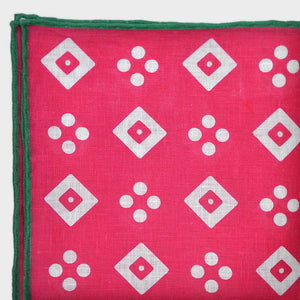 Geo's of Spots & Squares Linen Pocket Square in Pink