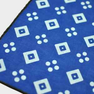 Geo's of Spots & Squares Linen Pocket Square in Blue