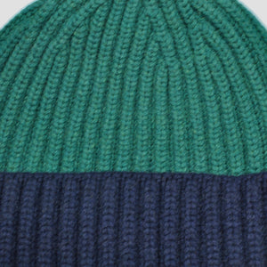 Four Ply Cashmere Winter Beanie in Green & Blue