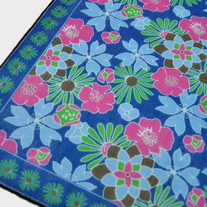Flower Garden Cotton & Cashmere Pocket Square in Blue & Pink