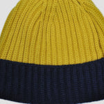 Four Ply Cashmere Winter Beanie in Yellow & Blue