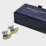 Sterling Silver Teardrop Cufflink with enamelled Antique Gold & Ocean Blue