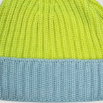 Four Ply Cashmere Winter Beanie in Lemon & Candy Grey