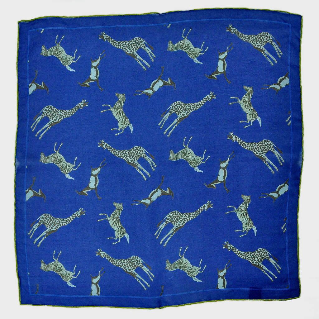 Safari Silk Pocket Square in blue