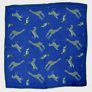 Safari Silk Pocket Square in blue