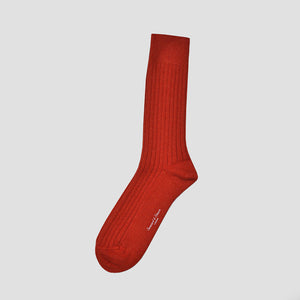 Calf Length Fine Cashmere Socks in Red