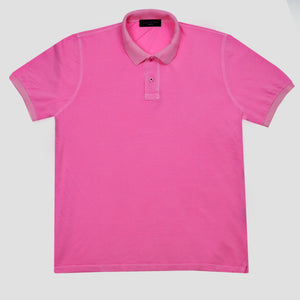 Fine Pique Cotton Polo Shirt in Pink