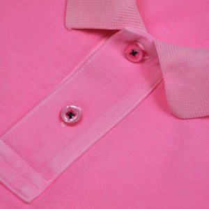 Fine Pique Cotton Polo Shirt in Pink
