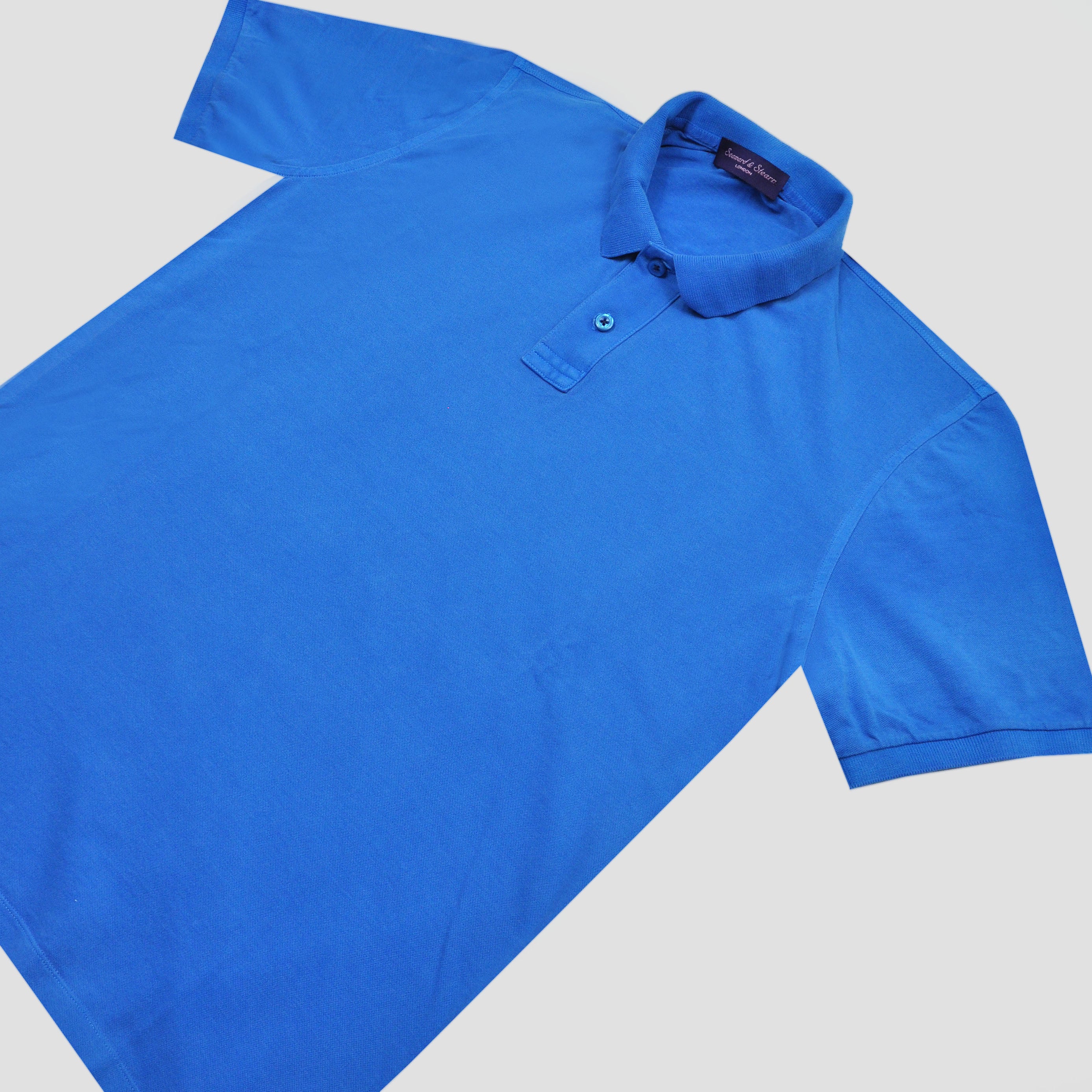 Fine Pique Cotton Polo Shirt in Summer Blue